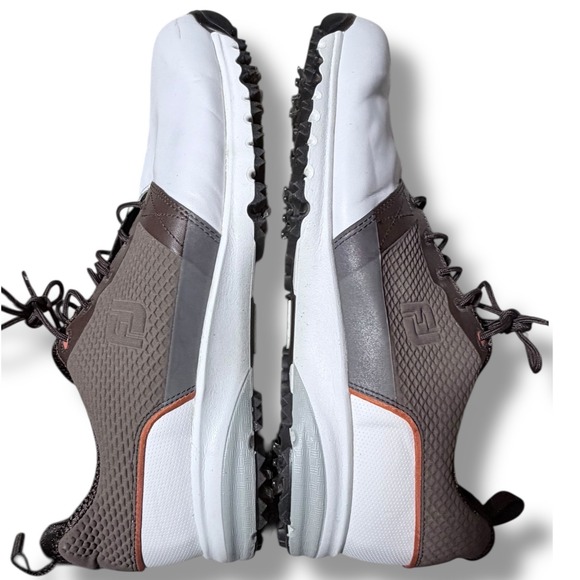 EUC FootJoy FJ Golf Shoes Mens 13 M White Brown Leather Spiked Sport Contour Fit - Picture 5 of 16